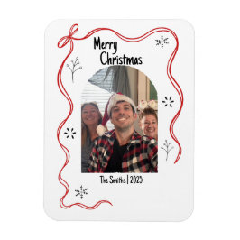 Imán Tarjeta de Navidad caprichosa con garabatos y foto