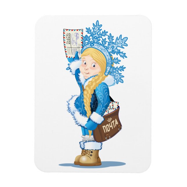 Imán Tarjeta de navidad con el personalizado Snow Maide (Vertical)