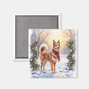 Imán Tarjeta de Navidad con guirnalda de Tervuren belga