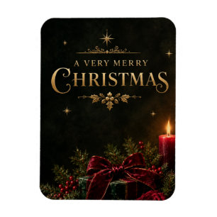 Imán Tarjeta de Navidad de lujo elegante, lazo de terci