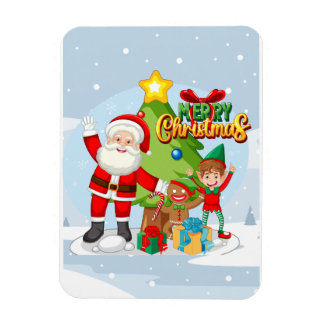 Imán Tarjeta de Navidad de Santa Claus y Amigos