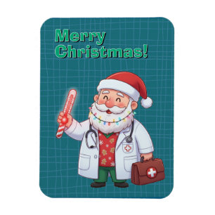 Imán Tarjeta de Navidad del Doctor Médico Santa Claus