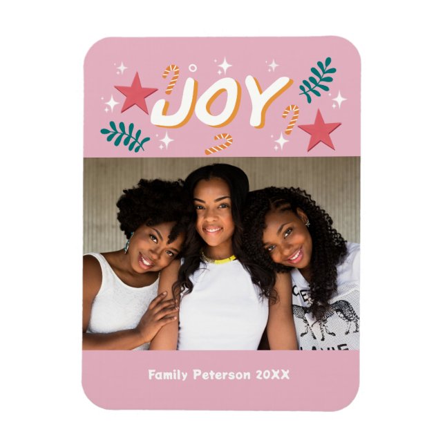 Imán Tarjeta de Navidad personalizada alegre y moderna  (Vertical)