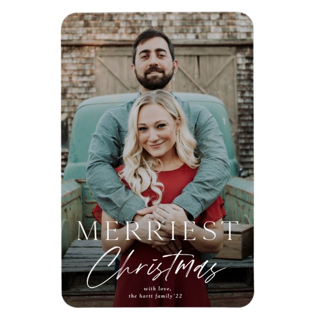 Imán Tarjeta de Navidad Simple con Feliz Navidad (Vertical)