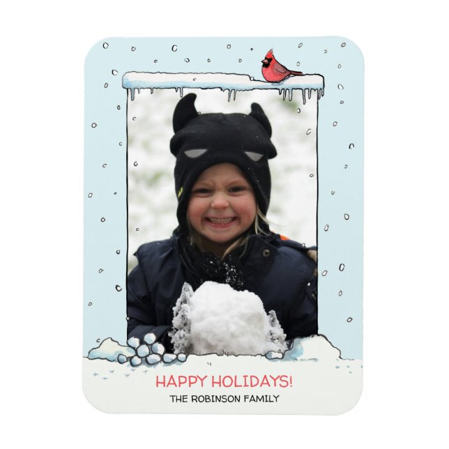 Imán Tarjeta de Navidades cardinales, foto del Personal (Vertical)