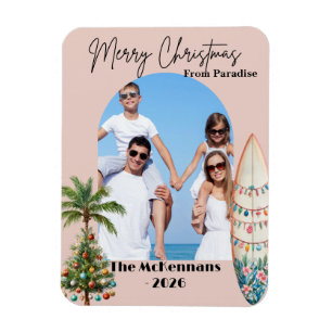 Imán Tarjeta de Navidades de destino de playa tropical