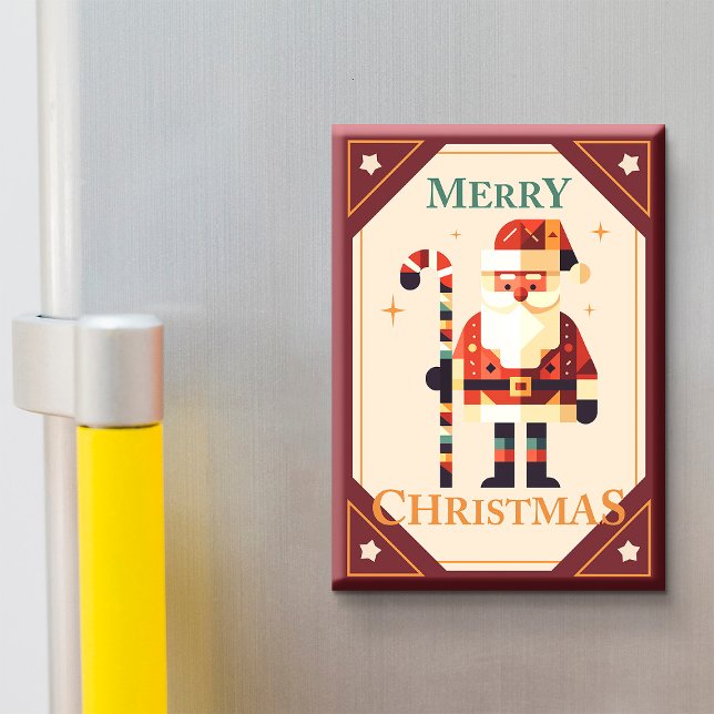 Imán Tarjeta de navidades de Santa Claus con caña de ca (Subido por el creador)