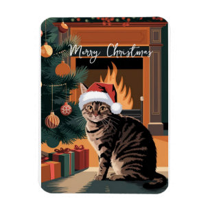 Imán tarjeta de navidades de tabby de tabby lindo