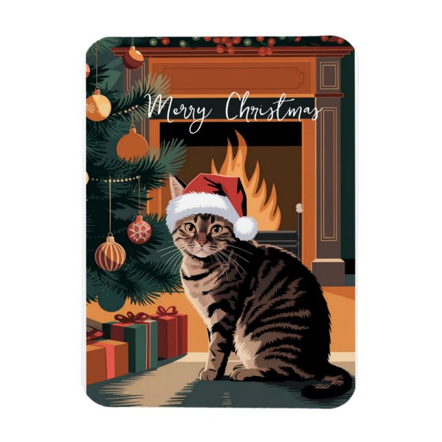Imán tarjeta de navidades de tabby de tabby lindo (Vertical)