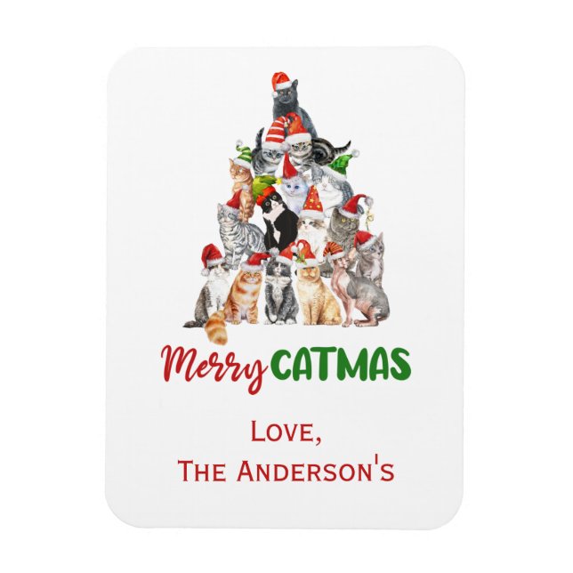 Imán Tarjeta de Navidades para el amante del gato del á (Vertical)