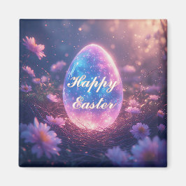 Imán Tarjeta de Pascua de Huevo de Neón Holográfico