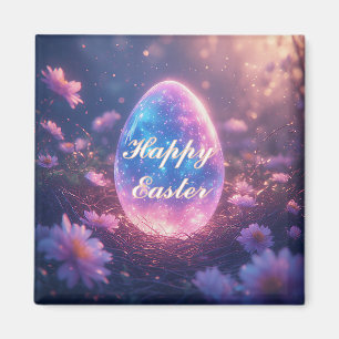Imán Tarjeta de Pascua de Huevo de Neón Holográfico