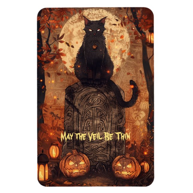 Imán Tarjeta de saludo Black Cat Samhain Halloween (Vertical)
