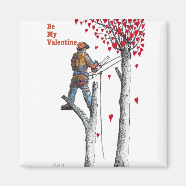Imán Tarjeta de San Valentín de arborismo cirujano árbo (Frente)