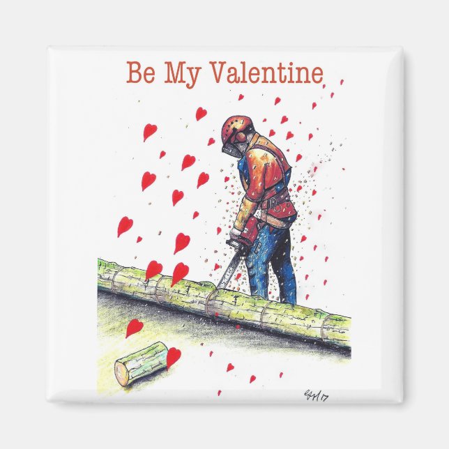 Imán Tarjeta de San Valentín de arborismo cirujano árbo (Frente)