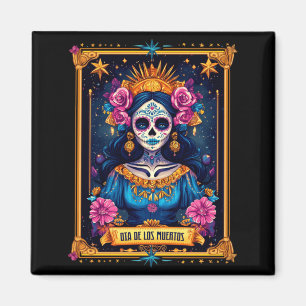 Imán Tarjeta de Tarot de Hombre Día de los Muertos Muje