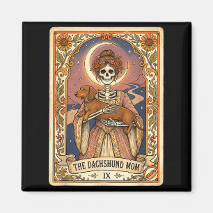Imán Tarjeta de tarot de mamá Dachshund esqueleto perro