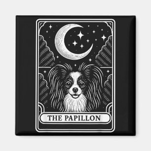 Imán Tarjeta de Tarot de Mamá Perro Papillon Luna Creci