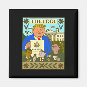 Imán Tarjeta de Tarot de Trump El Loco Impone Arancel a