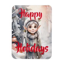Tarjeta de vacaciones plegada Winter Elf Wonderlan
