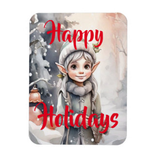 Imán Tarjeta de vacaciones plegada Winter Elf Wonderlan