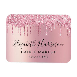 Imán Tarjeta de visita rosa de belleza purpurina