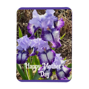 Imán Tarjeta del Día de la Madre con Flores Moradas Flo
