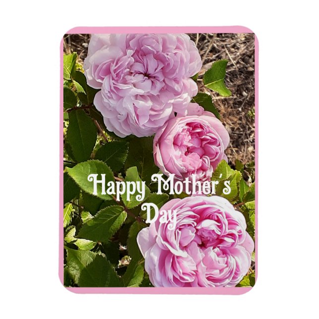 Imán Tarjeta del Día de la Madre con Flores Rosadas Flo (Vertical)