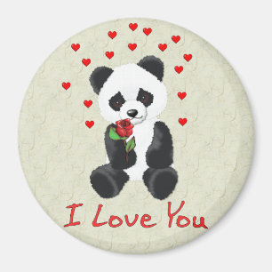 Imán Tarjeta del día de San Valentín del oso de panda