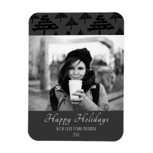 Imán Tarjeta fotográfica de Personalizado blanco negro 