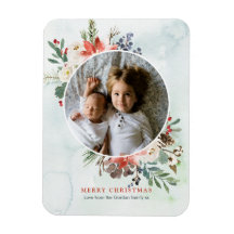Tarjeta fotográfica magnética floral para navidade