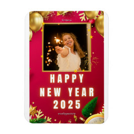 Imán Tarjeta fotográfica personalizada Happy New Year 2
