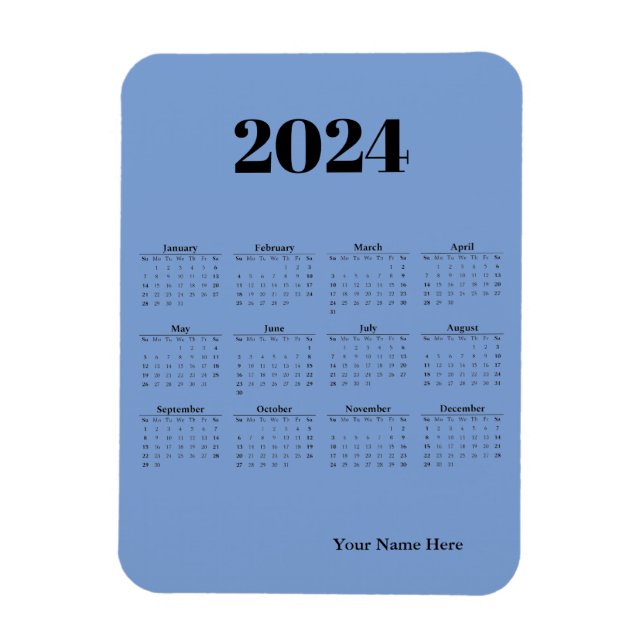 Imán Tarjeta magnética azul para el calendario 2024 (Vertical)