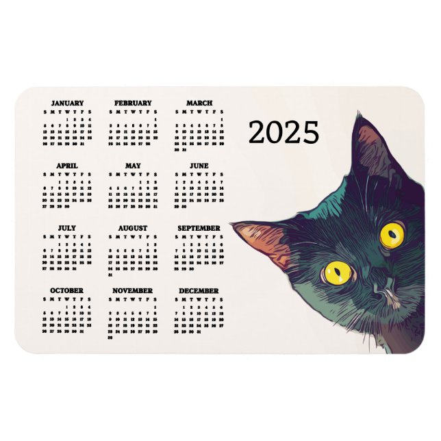 Imán Tarjeta magnética del calendario Peeking Cat Desig (Horizontal)