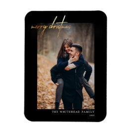 Imán Tarjeta Mínima de Oro Merry de Navidad Negro