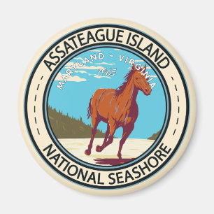 Imán Tarjeta nacional de la isla de Assateague a orilla