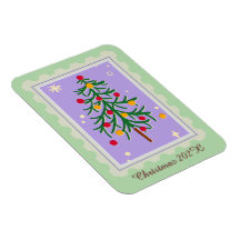 Tarjeta Navideña del Árbol de Navidad Purpura y Ve