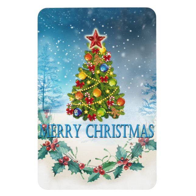 Imán Tarjeta navideña Merry (Vertical)