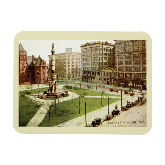 Imán Tarjeta postal antigua Lafayette Square Buffalo NY (Horizontal)