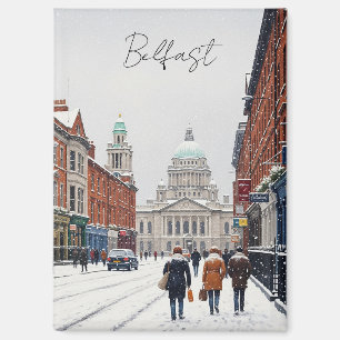 Imán Tarjeta postal de invierno en el Ayuntamiento de B