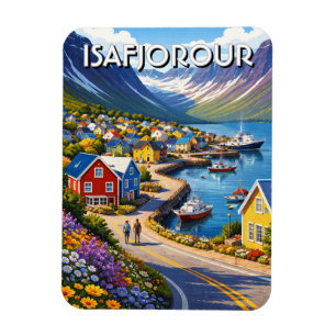 Imán Tarjeta postal de Ísafjörður Noruega