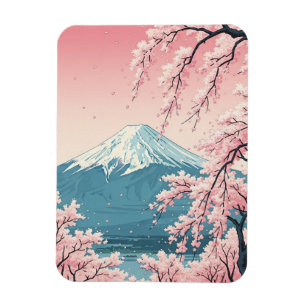 Imán Tarjeta postal de Japón Monte Fuji Fujisan Flores