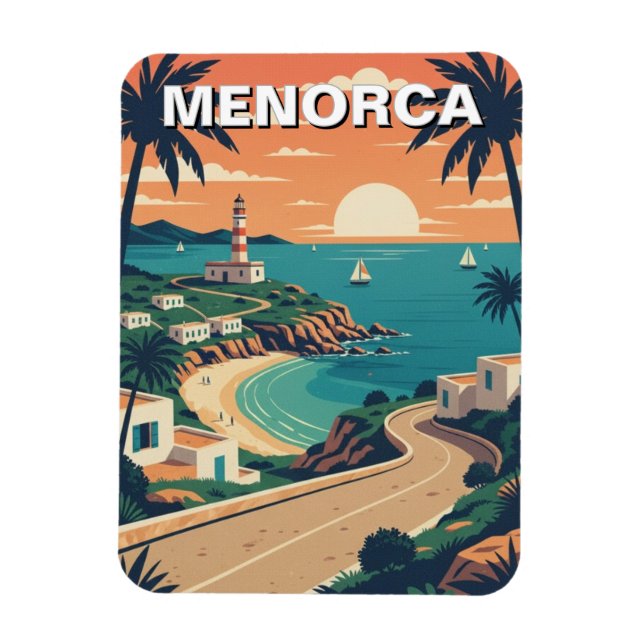 Imán Tarjeta postal de Menorca España (Vertical)