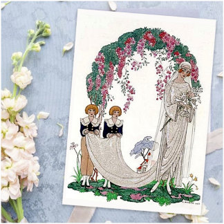 Imán Tarjeta postal de novia Art Deco