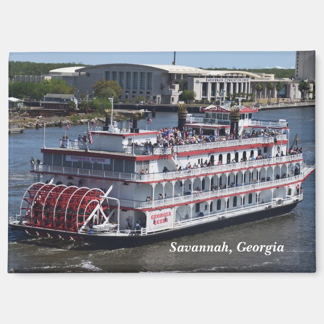 Imán Tarjeta postal de Savannah, Georgia Riverboat (Anverso)