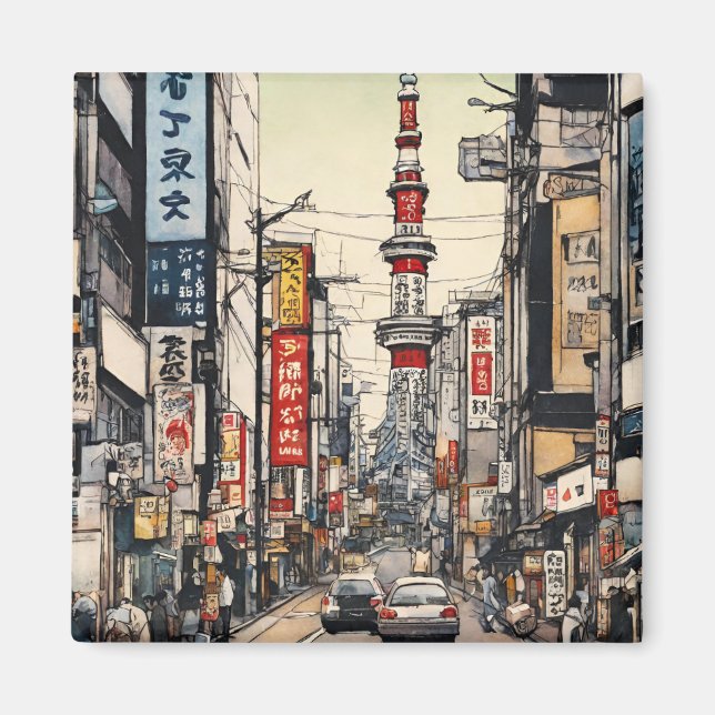 Imán Tarjeta postal de Tokio (2) (Frente)