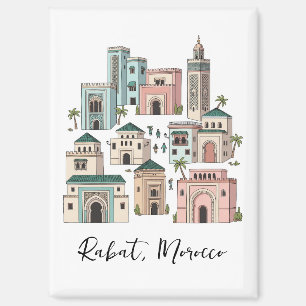 Imán Tarjeta postal de viaje a Rabat Marruecos