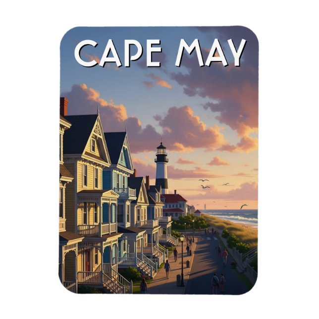 Imán Tarjeta postal de viaje de Cape May Nueva Jersey (Vertical)
