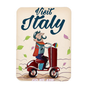 Imán Tarjeta postal de viaje vintage de Italia de dibuj