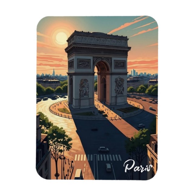 Imán Tarjeta postal del Arco de Triunfo de París (Vertical)